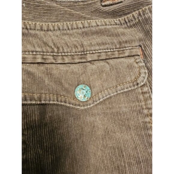 L.O.G.G. H&M Women's  Stretch Corduroy Pants Size 12 Brown Boho Detailed Buttons - Picture 6 of 6